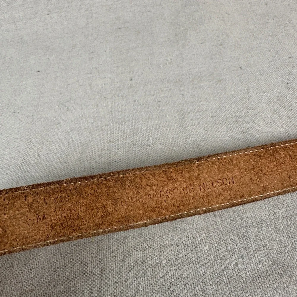 Western Genuine Leather‎ Belt Silver Concho Buckle Tan Brown Women's cowgirl